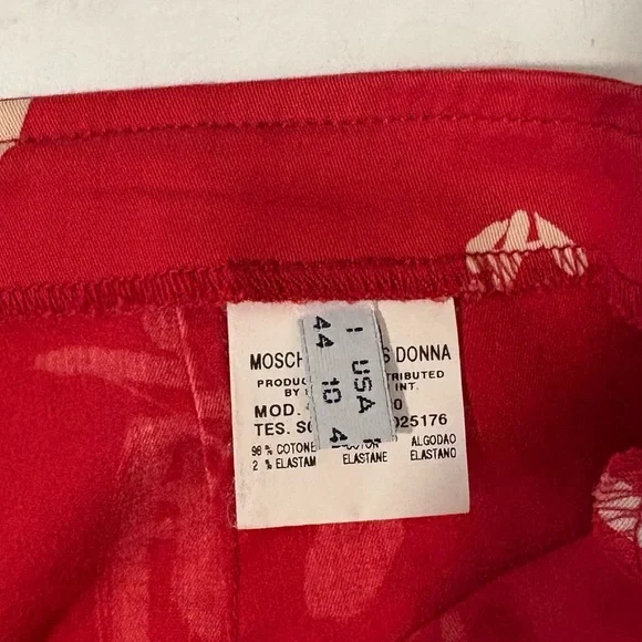 Moschino Jeans Red Japanese Writing Cropped Pants Size 10 Designer Streetwear